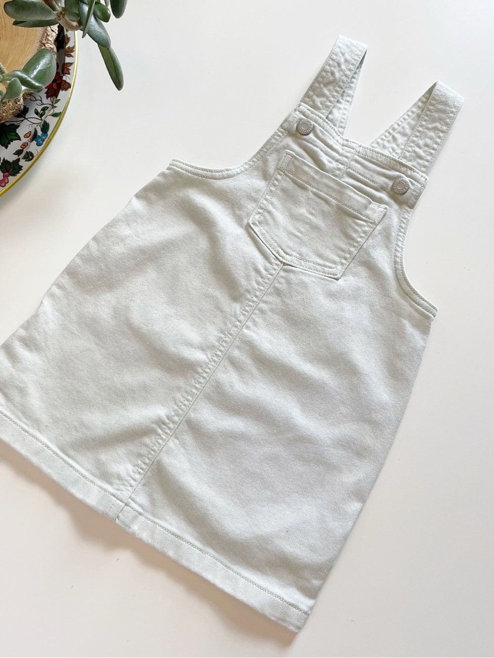 Old Navy Mint Green Denim Overall Jumper Dress | 4T